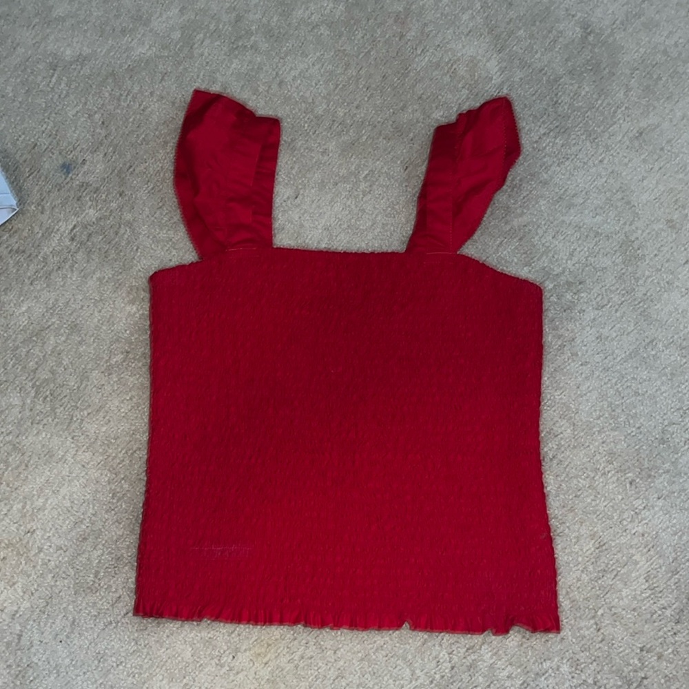 Old Navy Red Tank top with ruffle strap detail size small